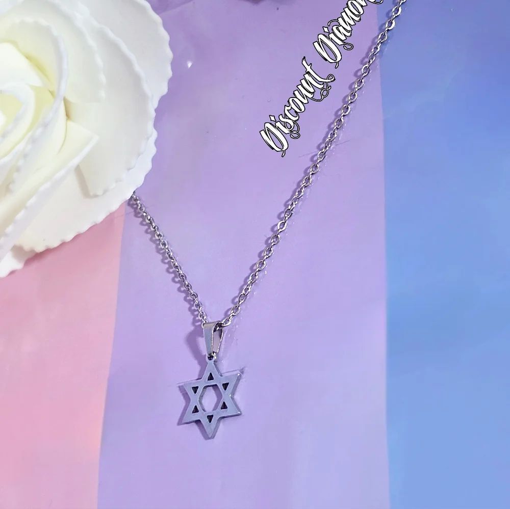 Stainless Steel Vintage Star of David Pendant / Necklace
